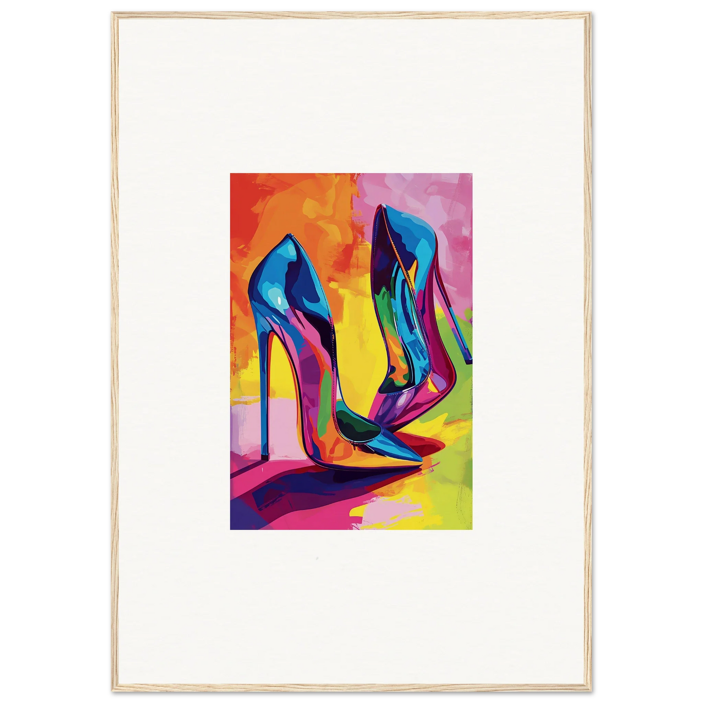 Vibrant multicolored high-heeled Eclipse Shoes perfect for room decoration and style