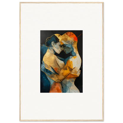 Abstract canvas print of two figures embracing, perfect for psyche harmonies room decoration