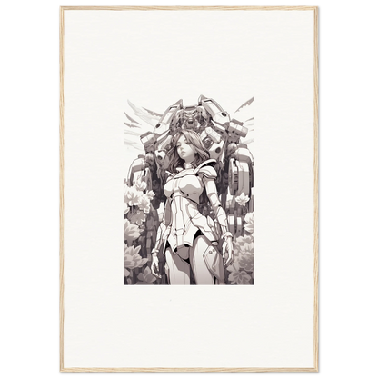 Monochromatic sketch of a winged woman for a dreamy canvas print room decoration