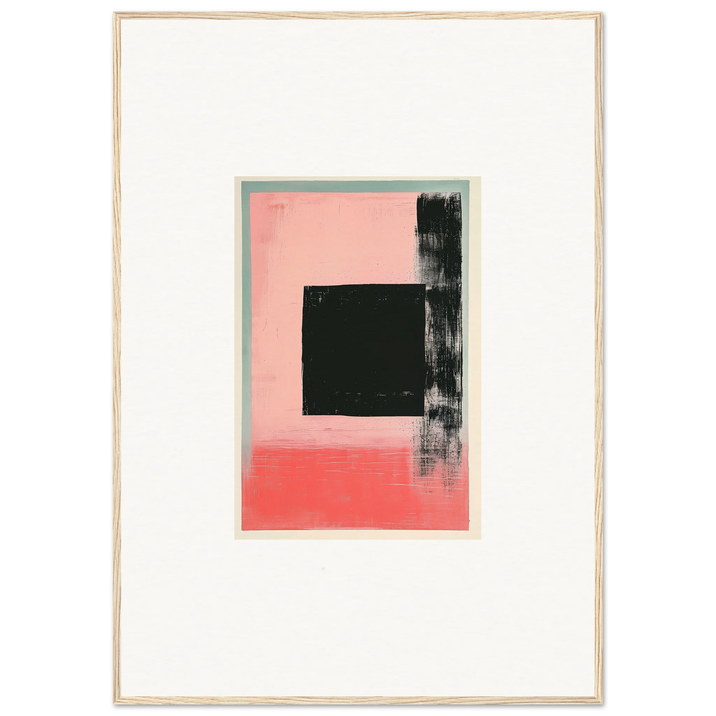 Abstract painting in black, pink, and coral tones for Elysian Frenzy room decoration