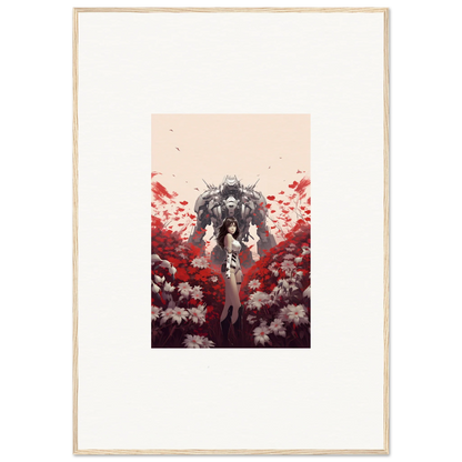 Robotic figure in flowers for a whimsical room decoration canvas print