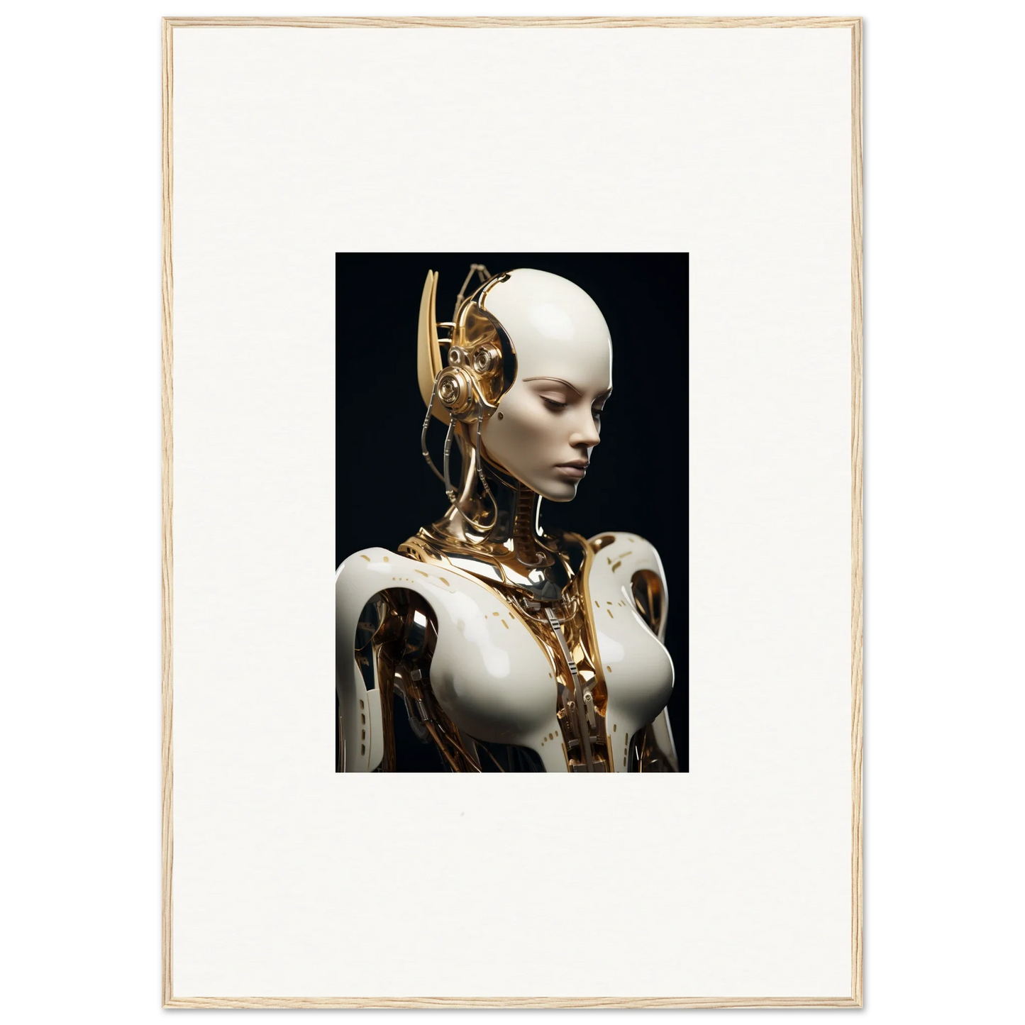 Humanoid robot with exposed mechanics, perfect for a Hyperspace Dream Machine canvas print