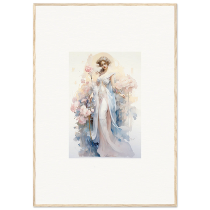 Watercolor canvas print of an elegant woman for blissful Blossom Serenade room decoration