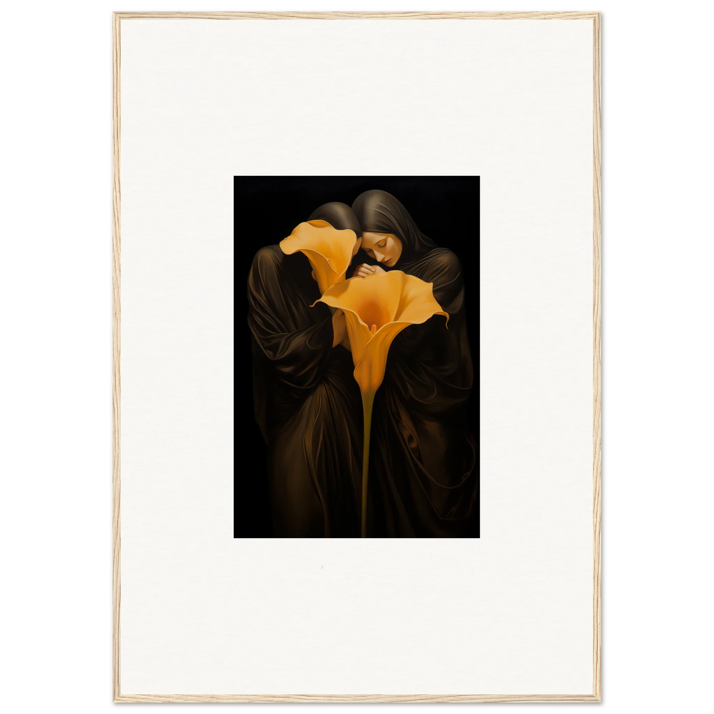 Vibrant yellow calla lilies canvas print for a stunning bloom couple room decoration