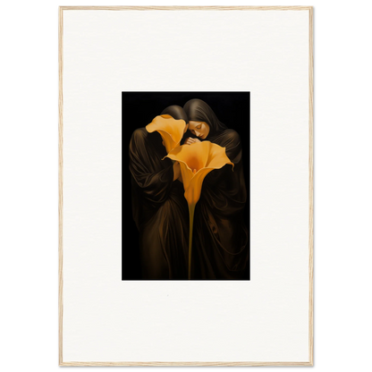 Vibrant yellow calla lilies canvas print for a stunning bloom couple room decoration