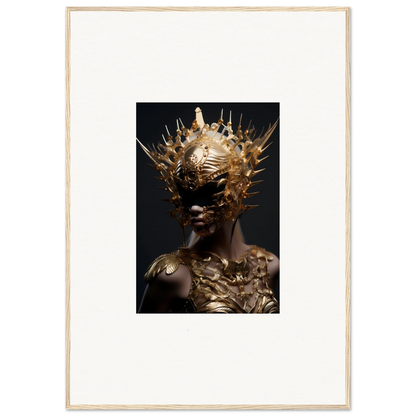 Striking vintage bloom canvas print of a figure in a golden headdress for room decoration