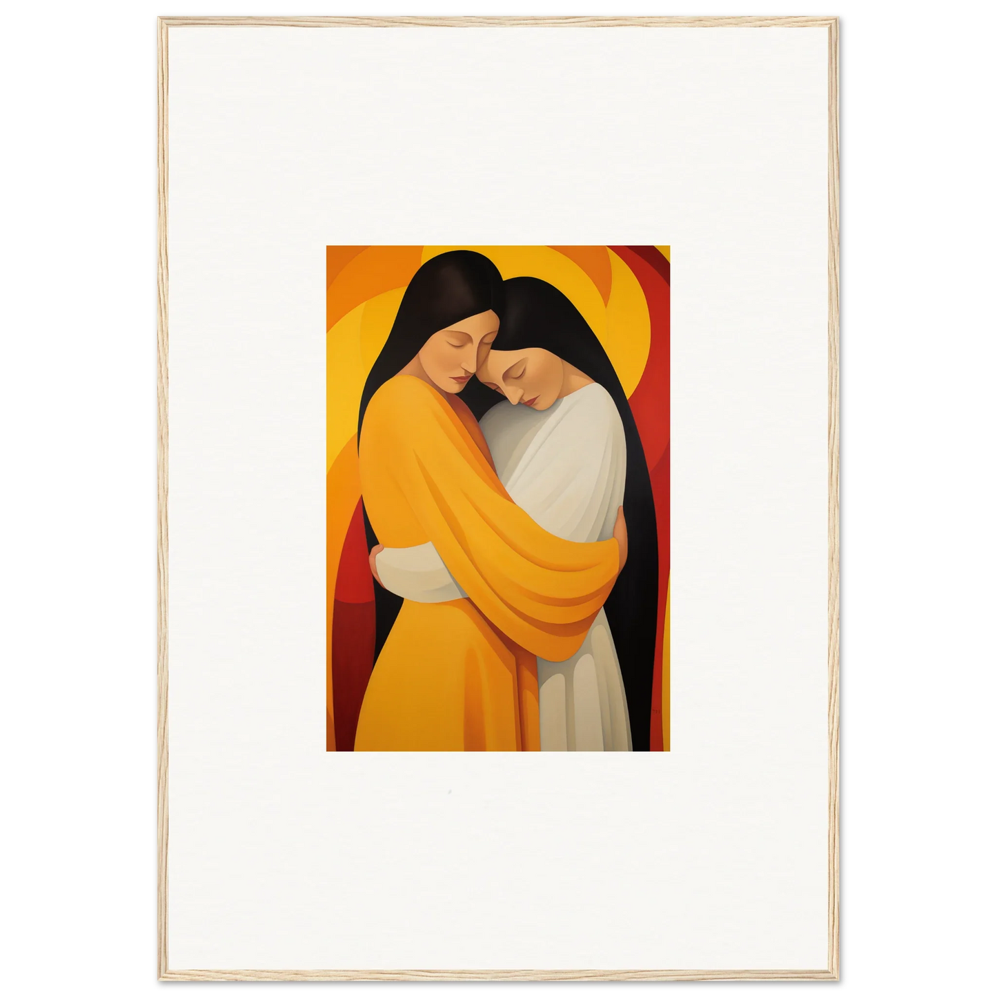 Embracing figures in yellow robes perfect for Sun Nyah room decoration canvas print