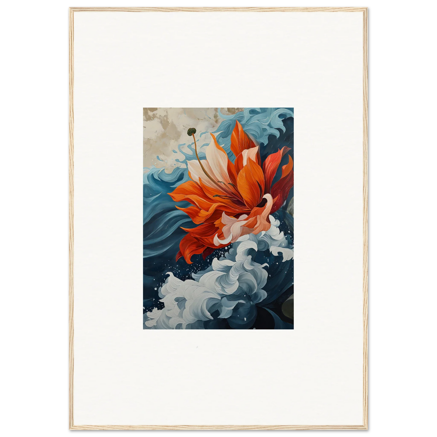 Vibrant orange goldfish in flowing fins for a stunning Petal Odyssey canvas print