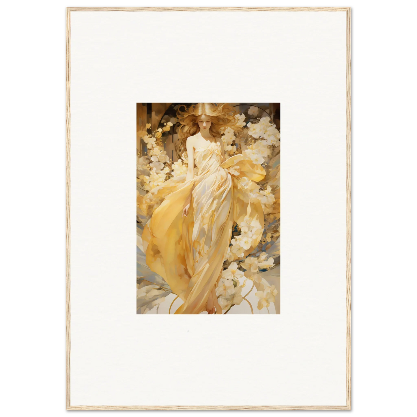 Impressionist painting of a woman in a yellow dress for petal serenade room decoration