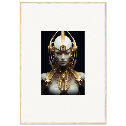 Futuristic humanoid figure with golden headdress for a celestial conductress canvas print