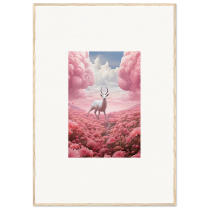 Deer with antlers in pink clouds, perfect for a Berry Collision room decoration canvas print