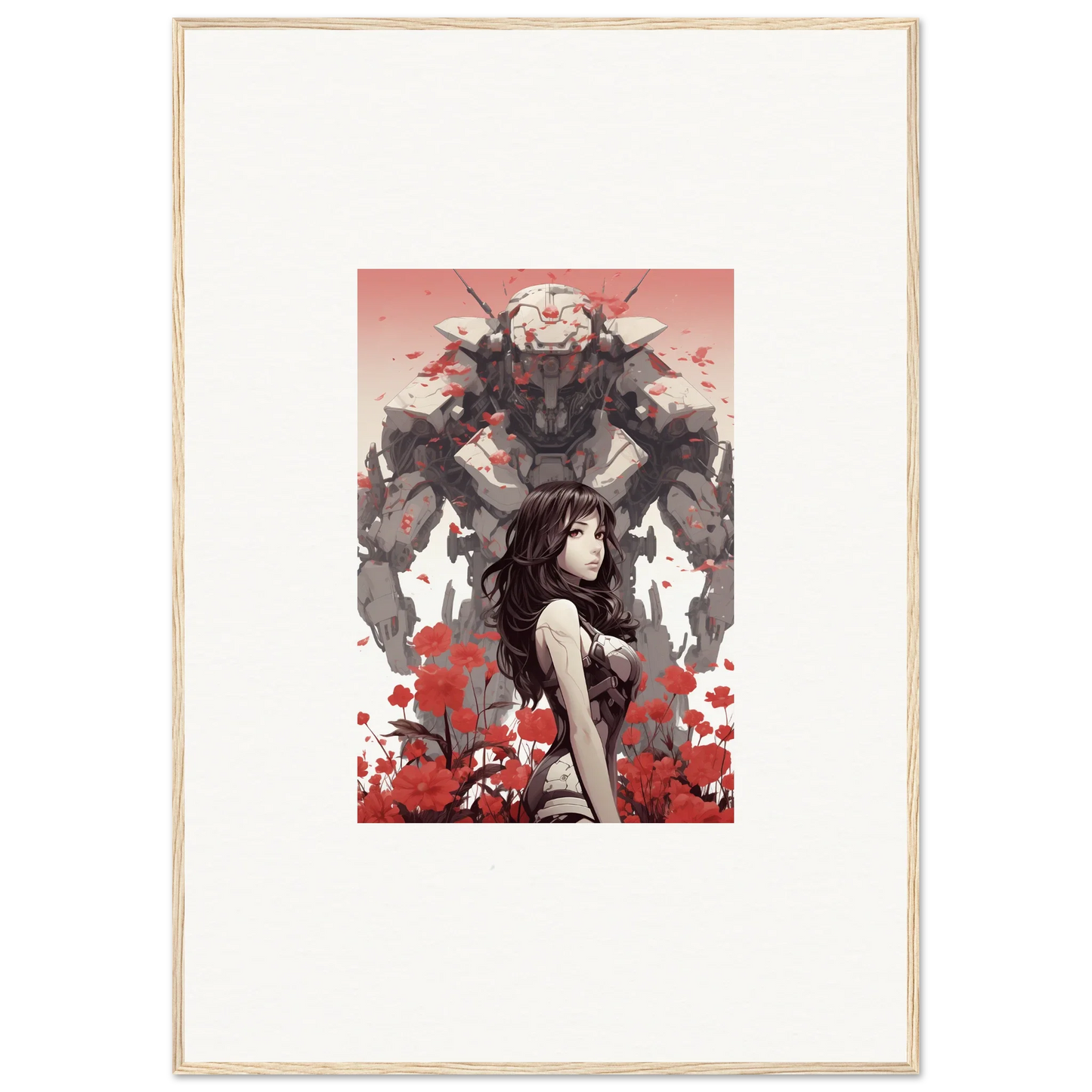 Framed canvas print of a woman with dark hair and demonic figure, perfect for room decoration