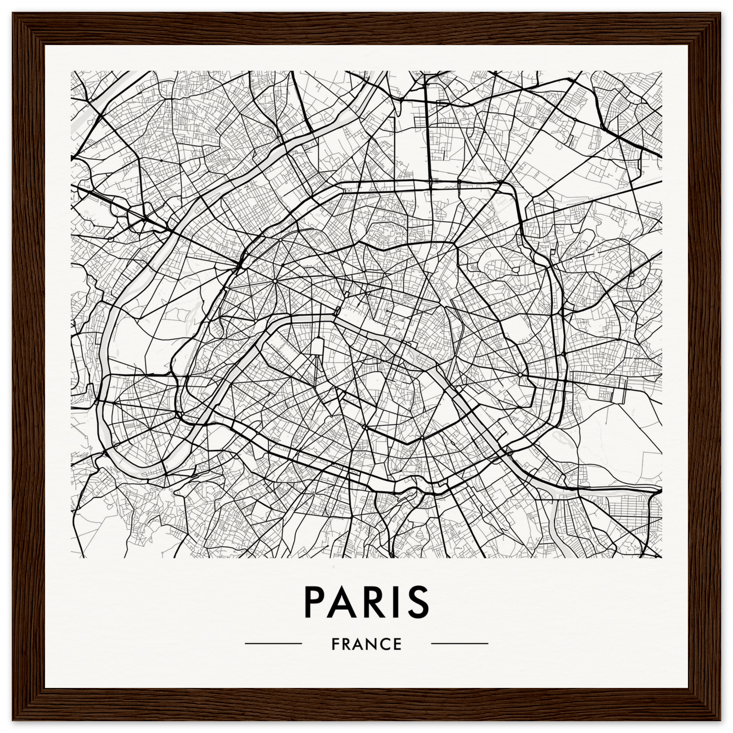 I want a Paris Map The Oracle Windows™ Collection for my wall in Paris, France showcasing a black and white map.