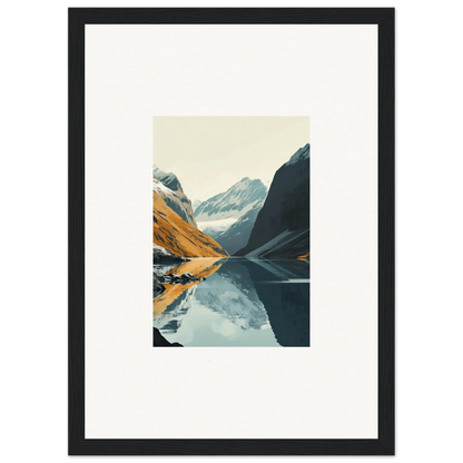 Framed canvas print of a peaceful mountainous landscape for glacier harmony room decoration