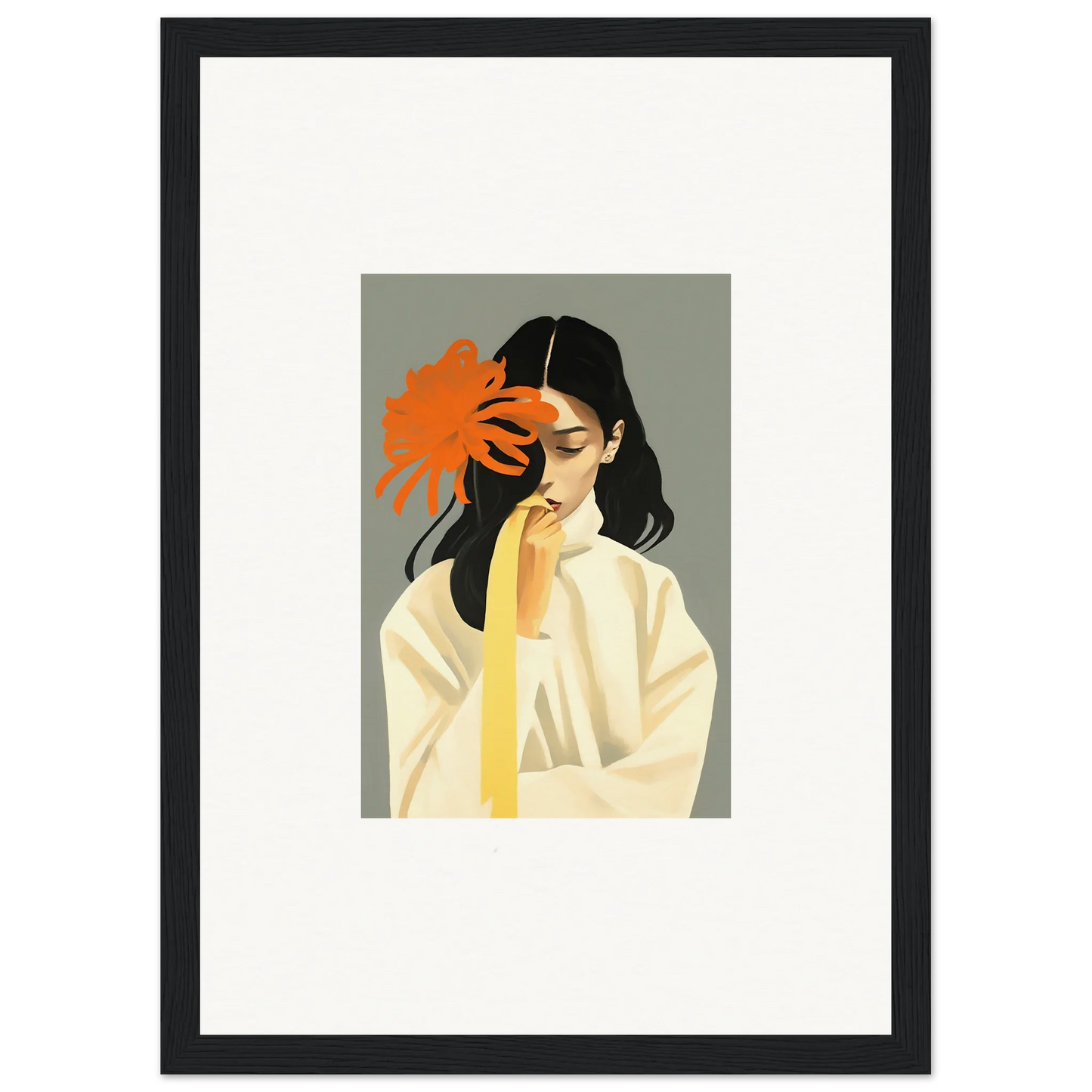 Stylized portrait of a woman with an orange flower, perfect for Dreams Eternity canvas print