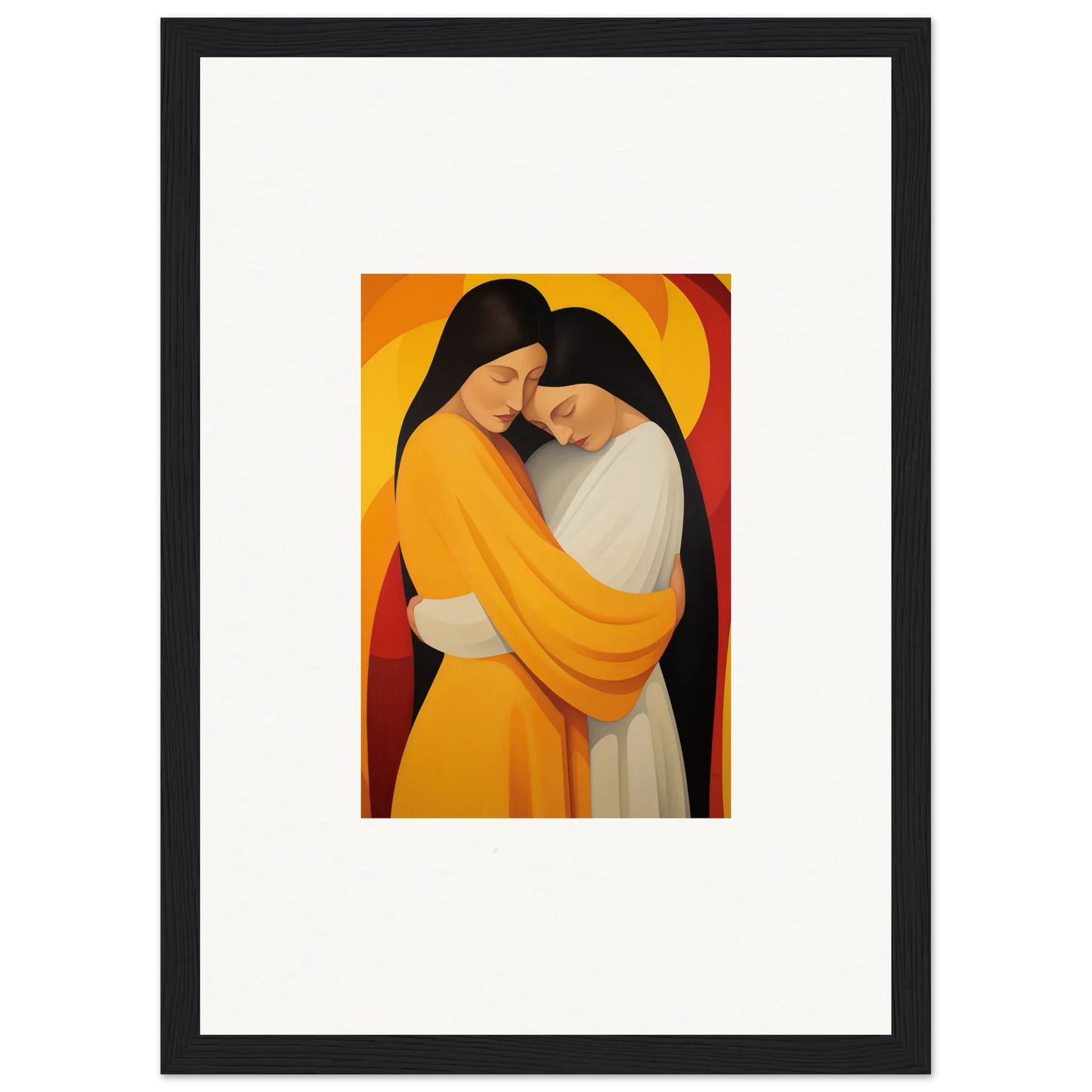 Embrace of figures in yellow robes perfect for Sun Nyah room decoration canvas print