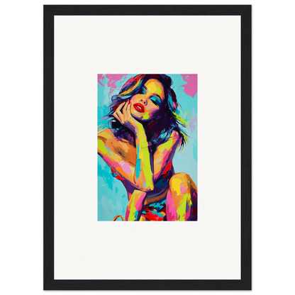 Colorful pop art portrait of a woman, perfect for room decoration as a canvas print