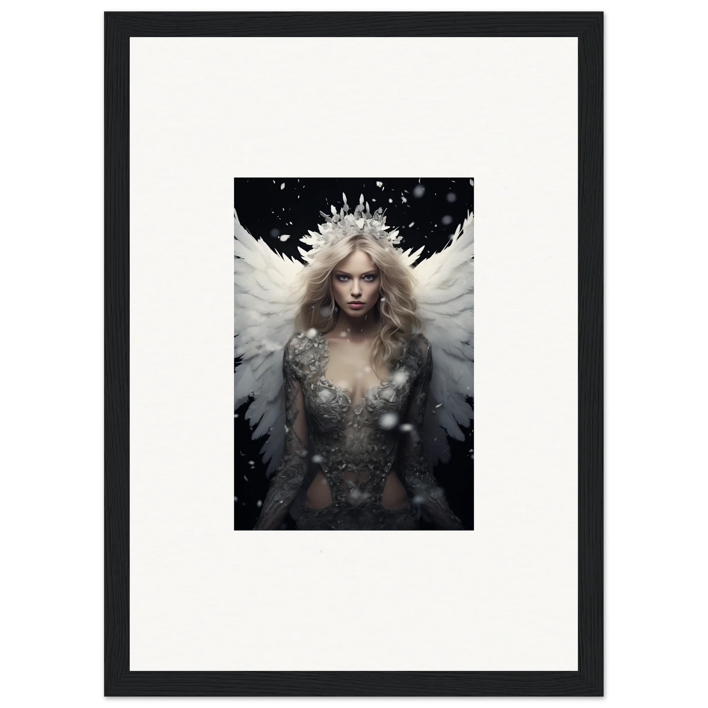 Ethereal feathery specter with crown, perfect for unique room decoration canvas print