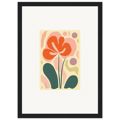 Stylized orange flower with green leaves for a vibrant echoes whimsy canvas print