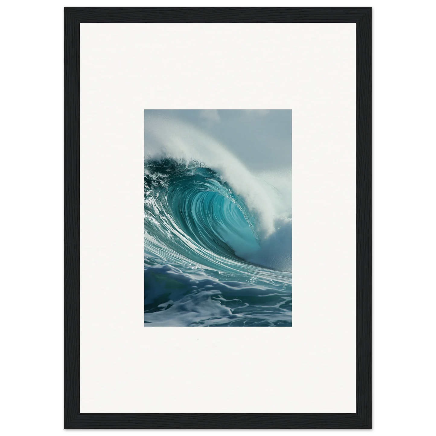 Powerful turquoise ocean wave curling, perfect for Whispering Oceans canvas print wall art