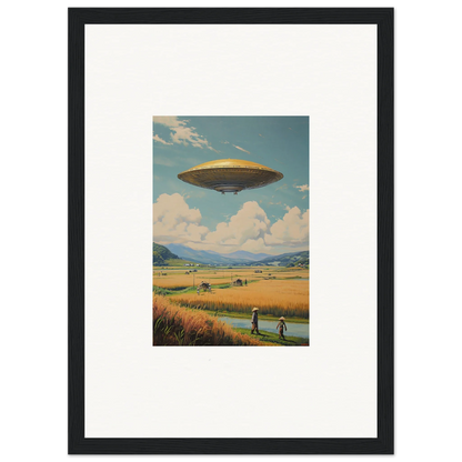 Flying saucer-shaped UFO hovers in the sky, perfect for room decoration canvas print