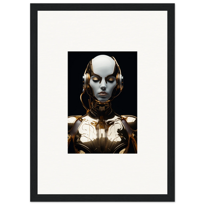 Futuristic humanoid robot with metallic face, perfect for electrical elegance canvas print