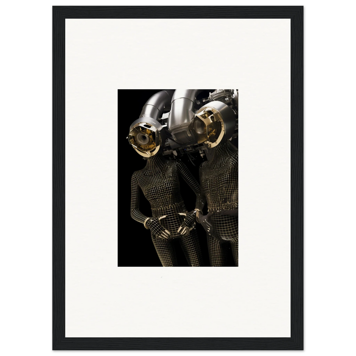 Metallic robot in textured armor for cool synth boundaries room decoration canvas print