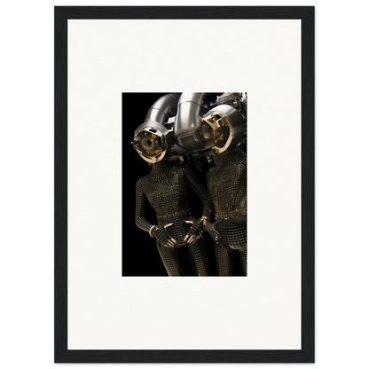 Metallic robot in textured armor for cool synth boundaries room decoration canvas print