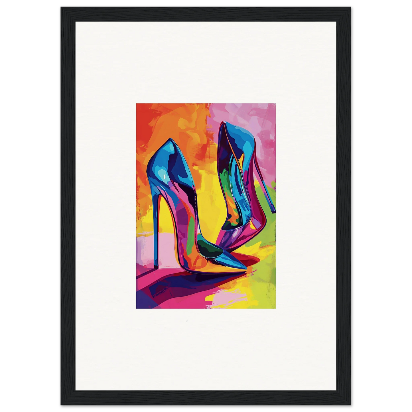 Colorful abstract painting of Eclipse Shoes for trendy room decoration canvas print