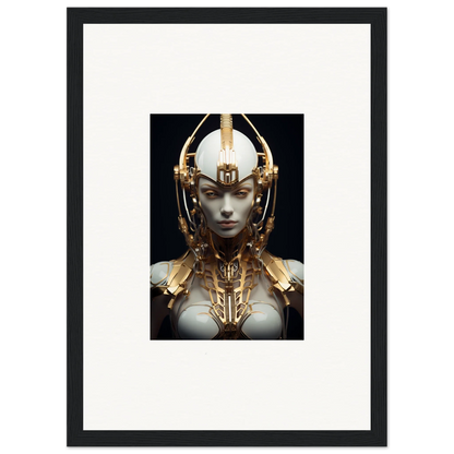 Futuristic humanoid with golden headdress, perfect for Celestial Conductress room decoration