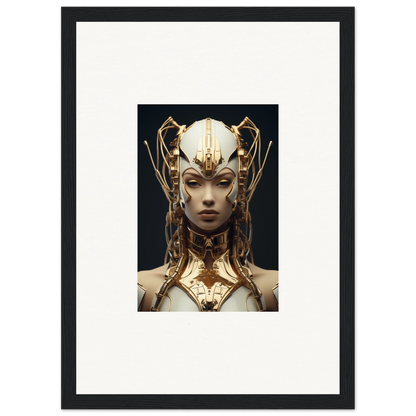 Ornate golden headdress and collar on an ethereal figure, perfect for echoes muse room decoration