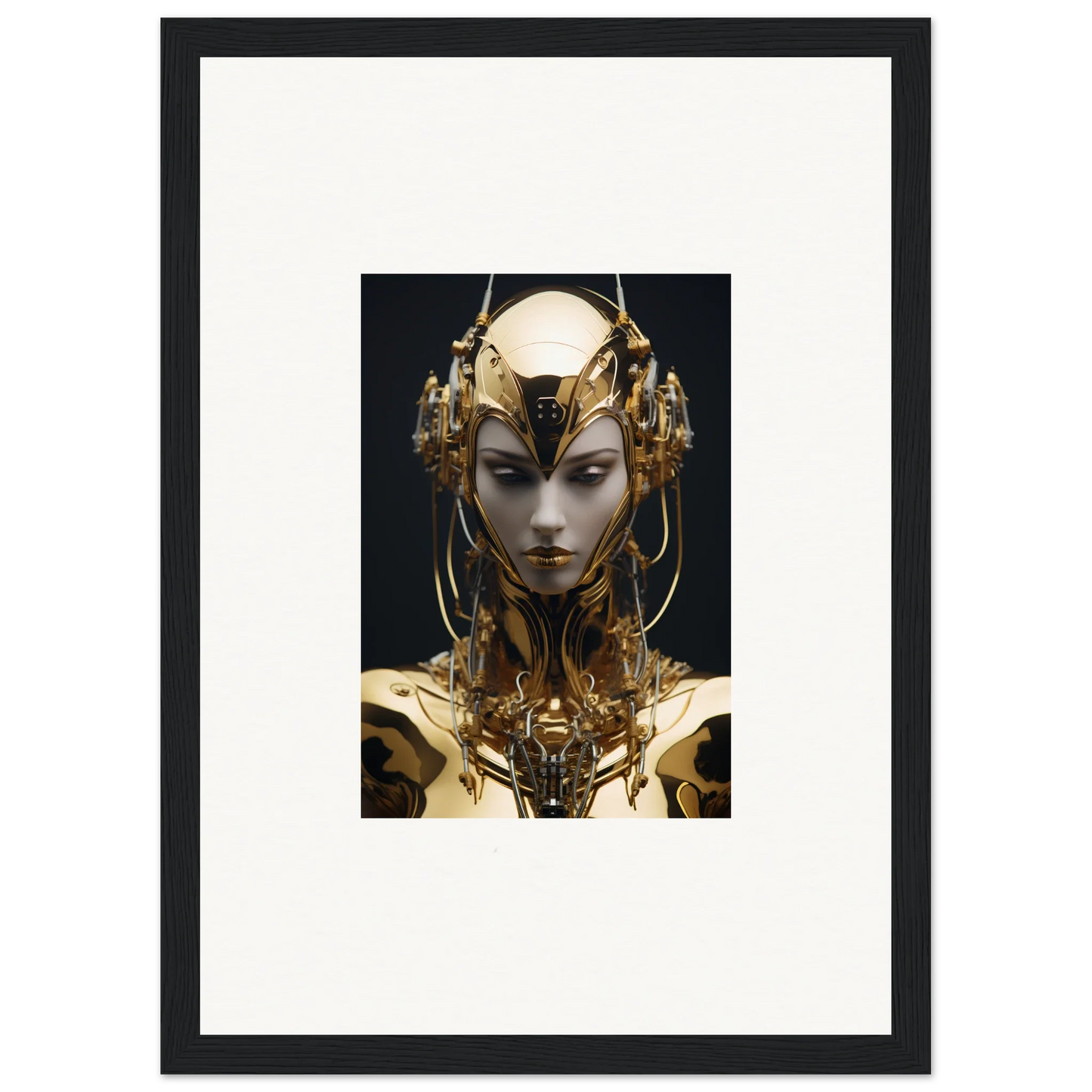 Futuristic golden robotic figure art for your room decoration by Chirping Inventrix