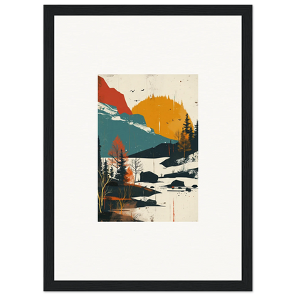 Framed canvas print of Trembling Skylines mountain sunset for stylish room decoration