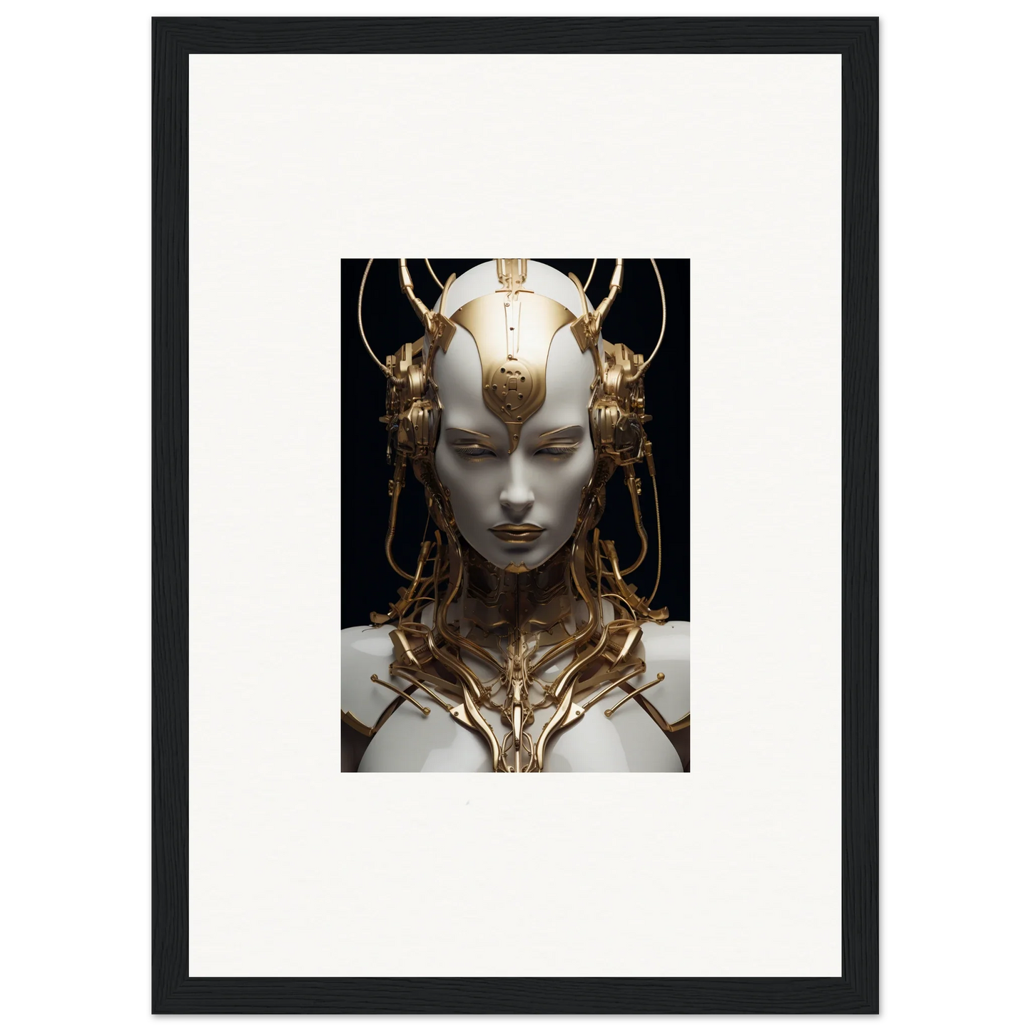 Framed canvas print of a futuristic humanoid figure for stylish room decoration