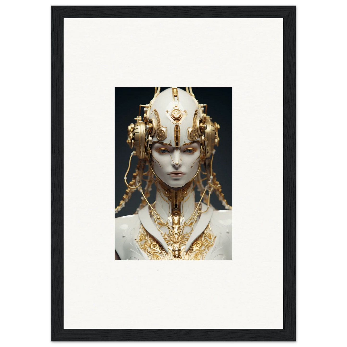 Ornate golden headdress on a pale face for a stunning Flux Radiance canvas print