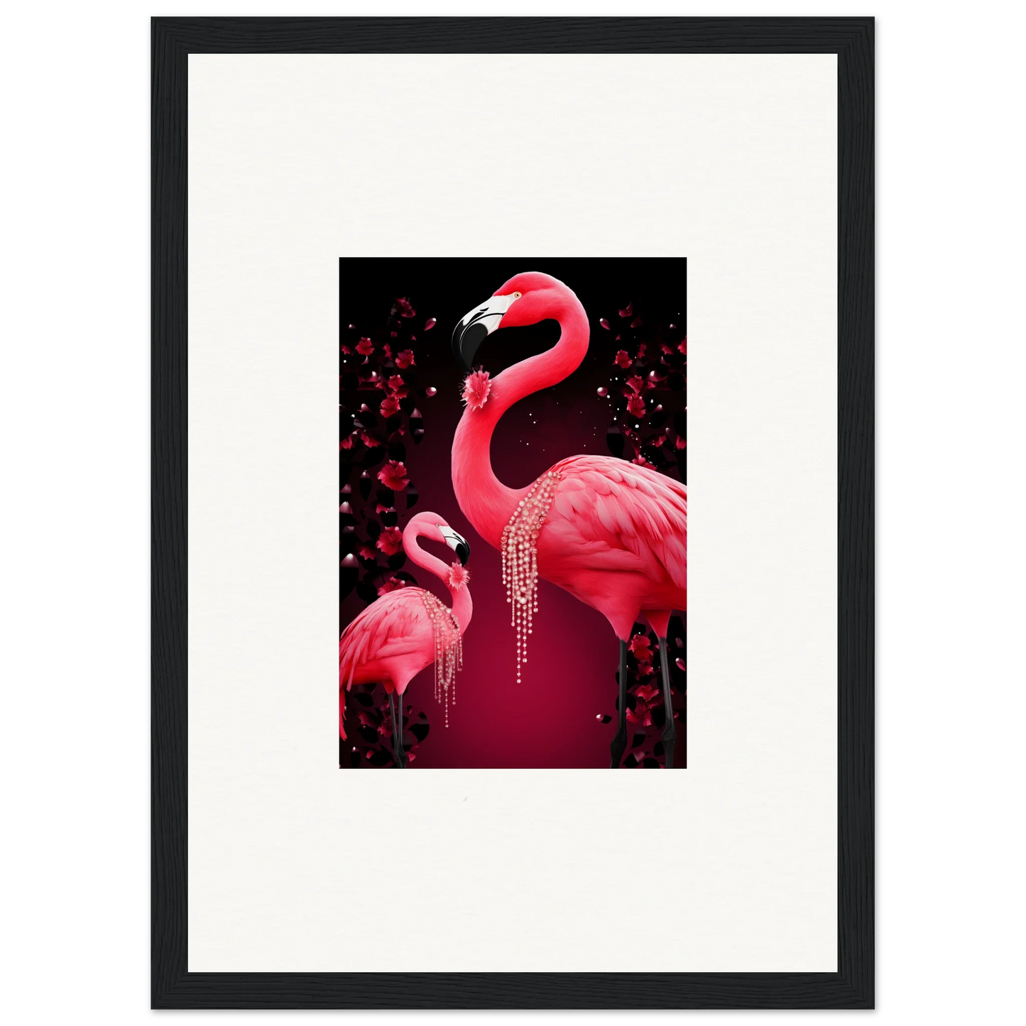 Vibrant pink flamingos canvas print for stylish room decoration and unique wall art