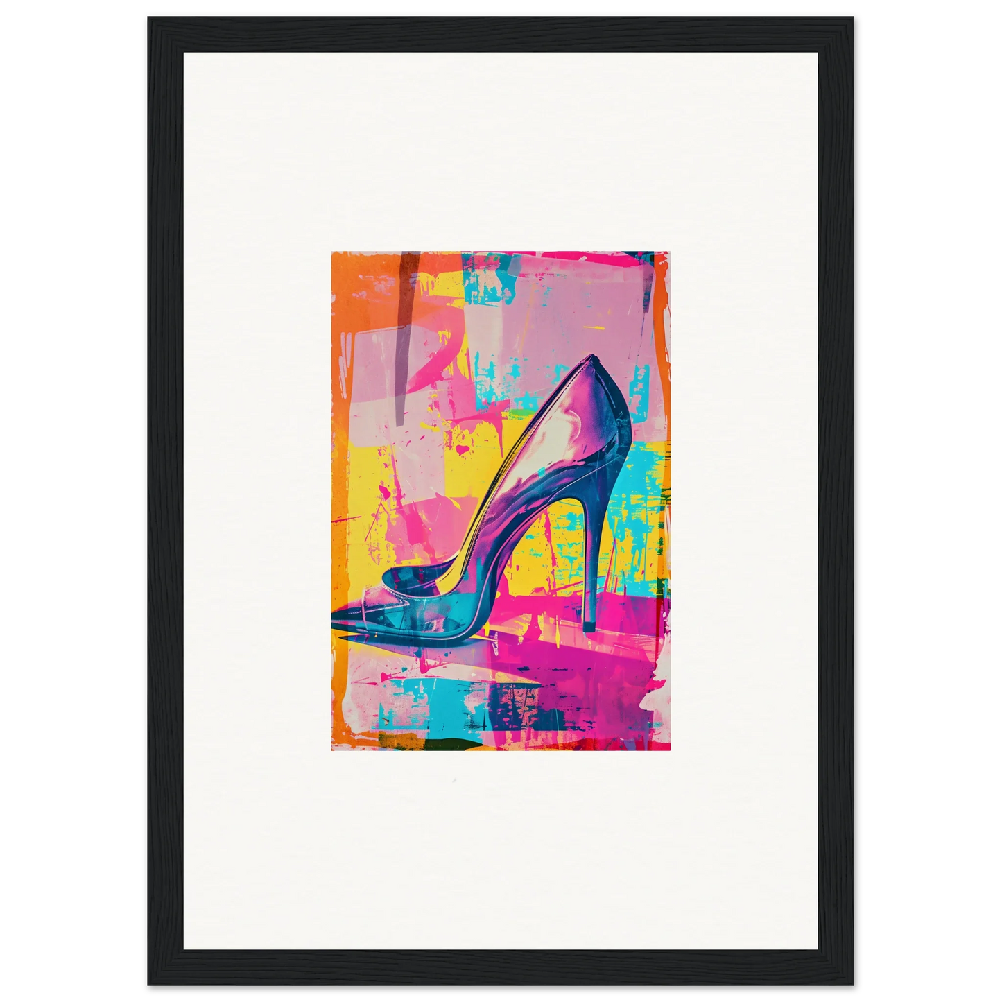 Colorful high-heeled shoe in abstract style for vibrant room decor and wall art