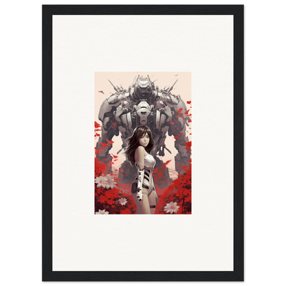 Framed canvas print of Poppy Lucidity with woman and creature, perfect for room decoration