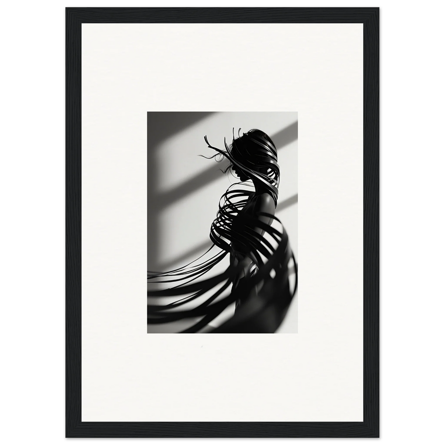 Black and white nude silhouette with dramatic shadows for Serpentine Harmony canvas print