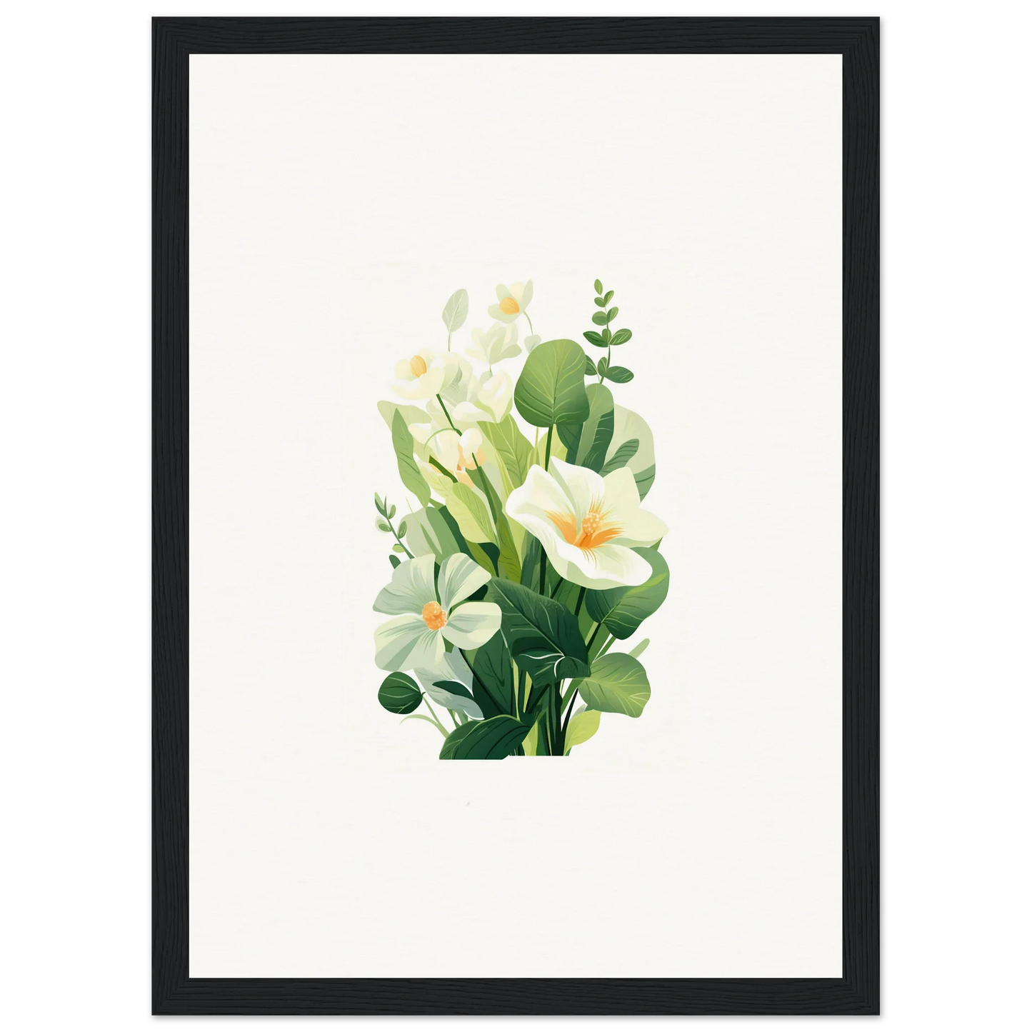 Watercolor floral arrangement of white lilies for stylish room decoration canvas print