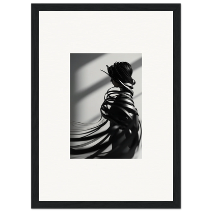 Black and white silhouette with flowing fabric, perfect for ribbon shares room decoration