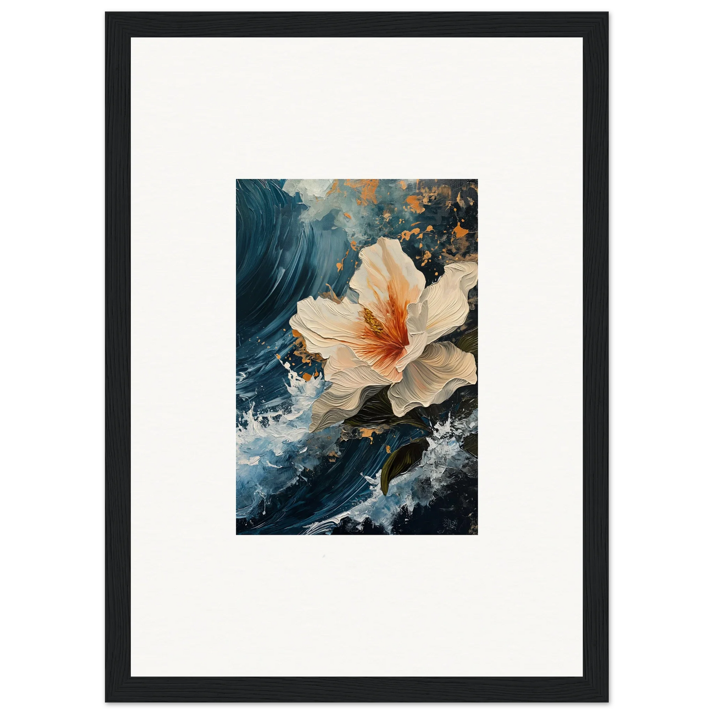 Delicate white hibiscus flower with orange center for stunning room decoration canvas print