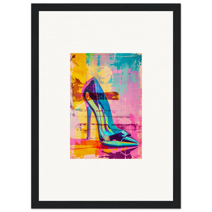 Vibrant metallic blue high-heeled shoe for Noir Reverie themed room decor wall art