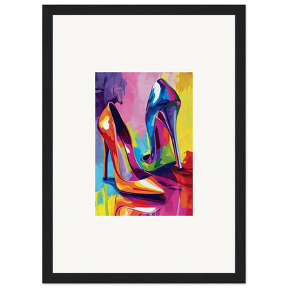 Colorful abstract painting of high-heeled shoes for trendy wall art and room decoration