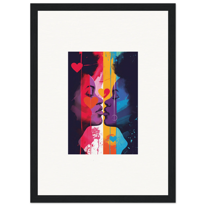 Colorful abstract canvas print of two faces about to kiss, perfect for heartwave reflection room decoration