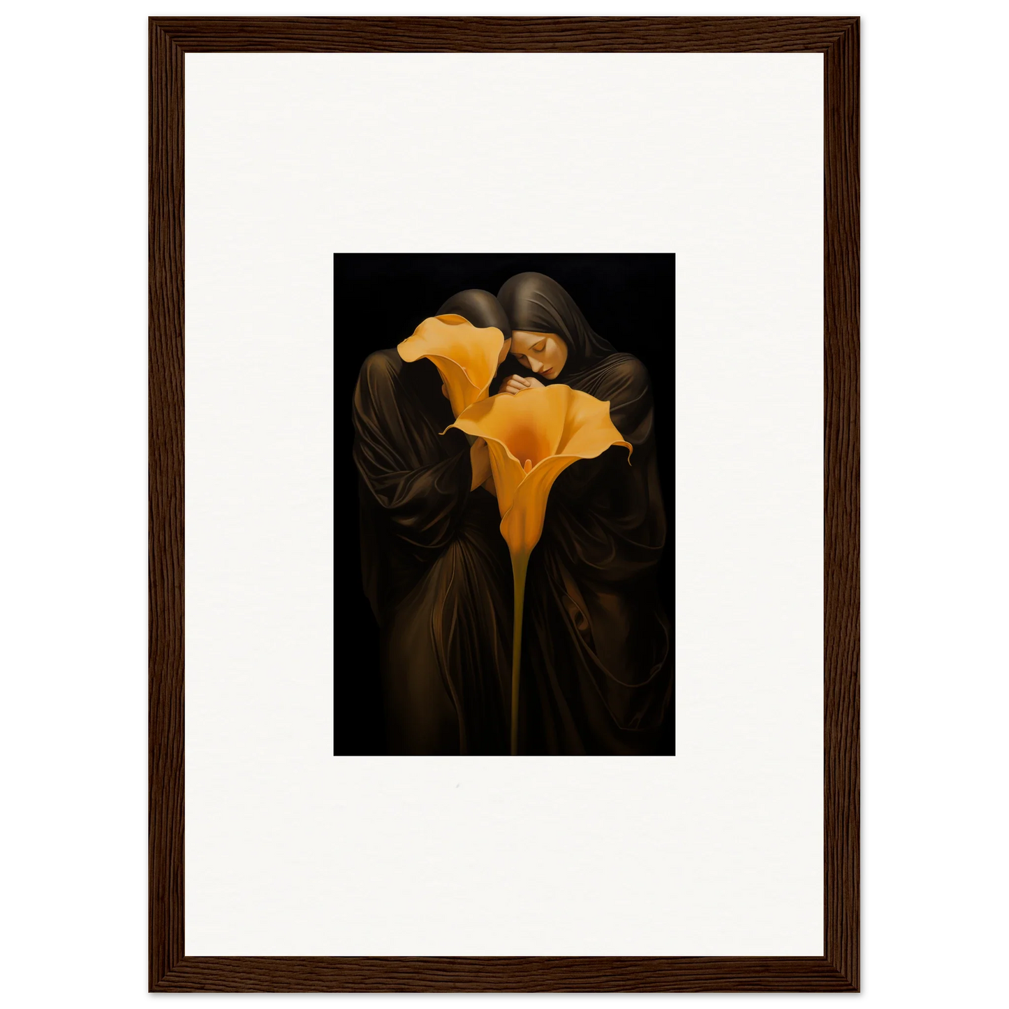 Yellow Calla Lily on a dark background for a stylish bloom couple canvas print