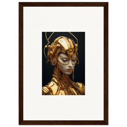 Futuristic golden robotic figure for Moulin Mystique canvas print room decoration