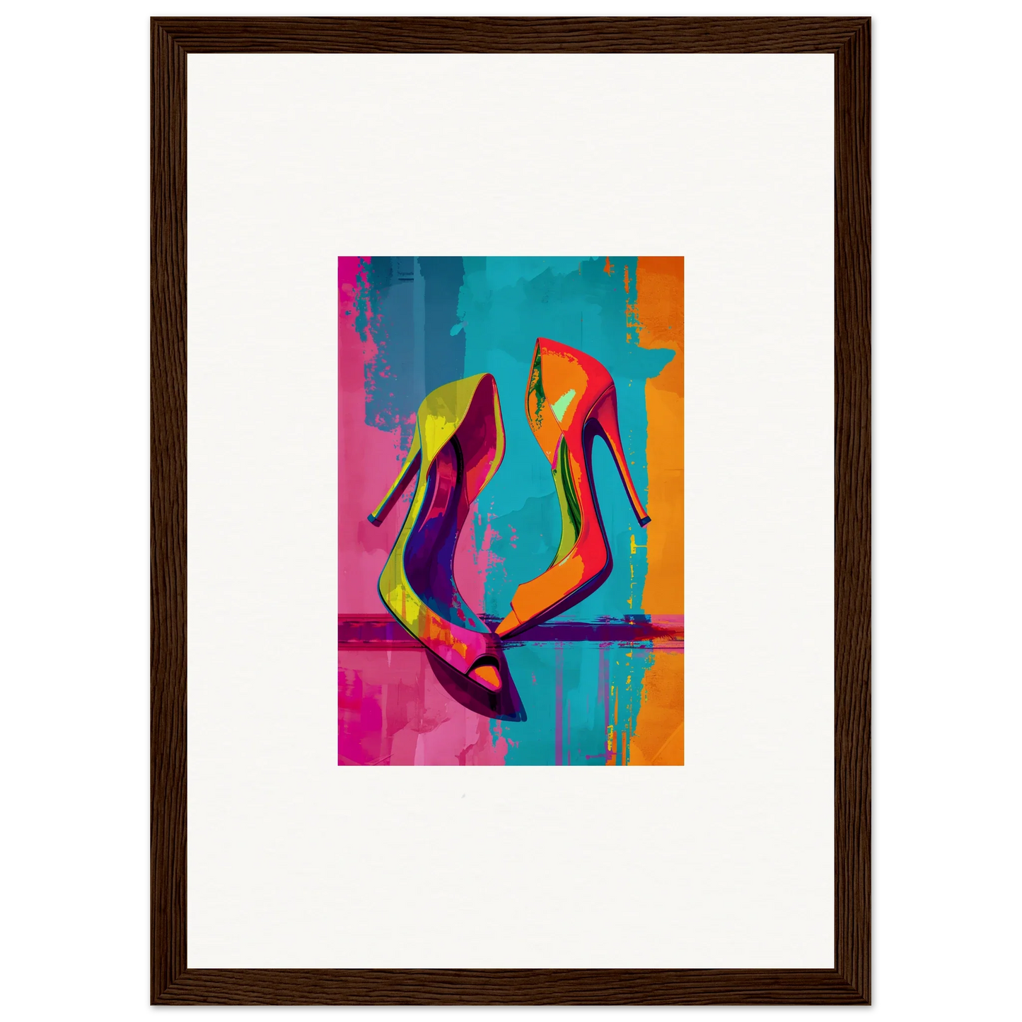 Colorful abstract painting of high-heeled shoes for a stylish room decoration canvas print