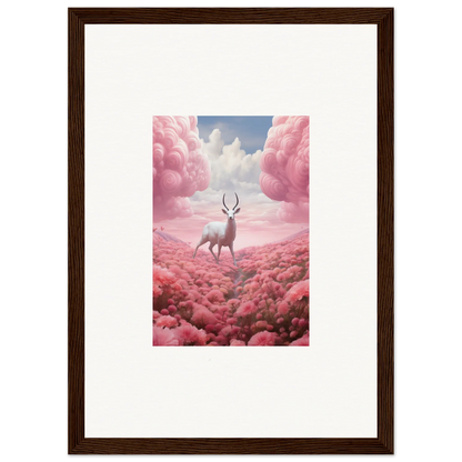 Deer with majestic antlers in pink clouds for a berry collision canvas print