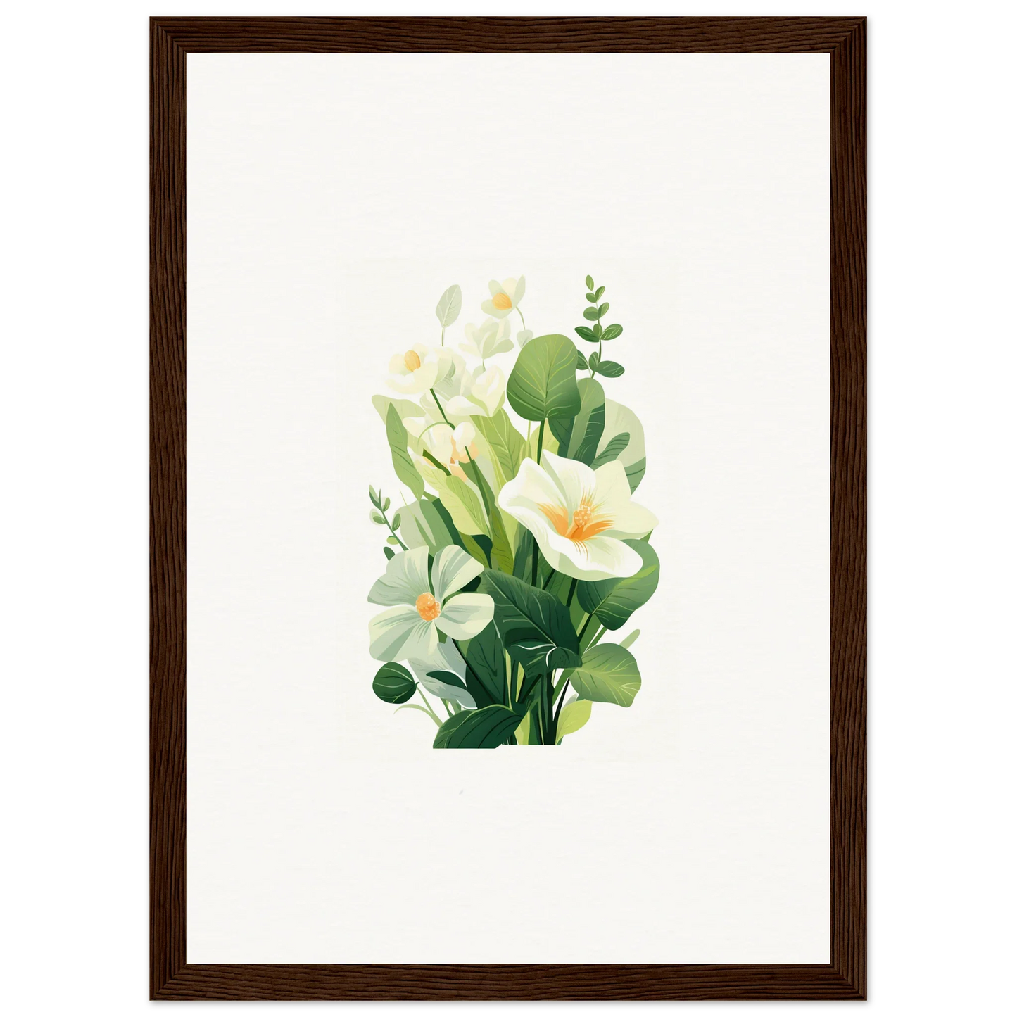 Watercolor floral arrangement with white flowers for a beautiful Room Decoration canvas print